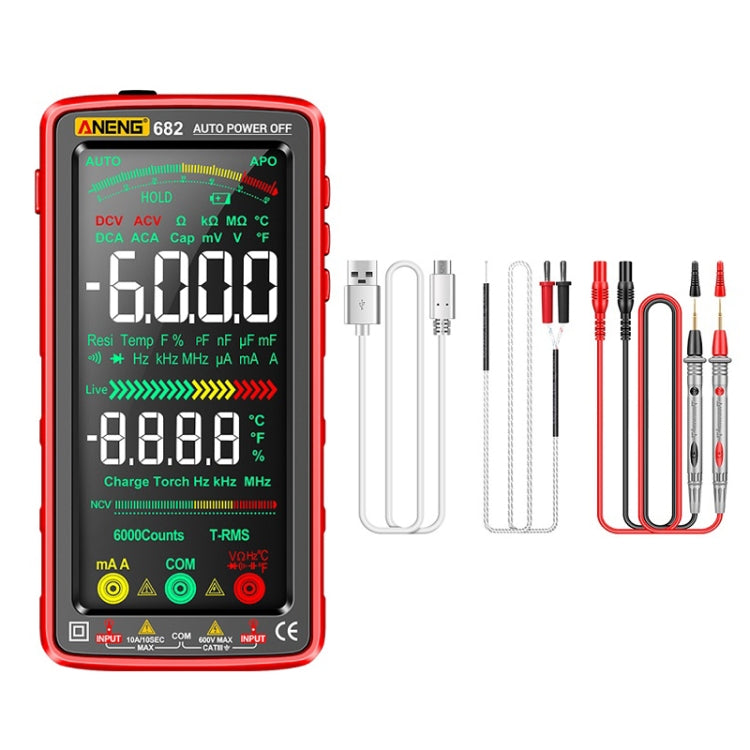 ANENG 682 Smart VA Reverse Display Multimetro ricaricabile con gamma automatica, 682 Black, 682 Red ANENG 682 Smart VA Reverse Display Multimetro ricaricabile con gamma automatica, 682 Black, 682 Red
